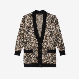NWOT The Kooples Long Knit Printed Cardigan with Leopard Print